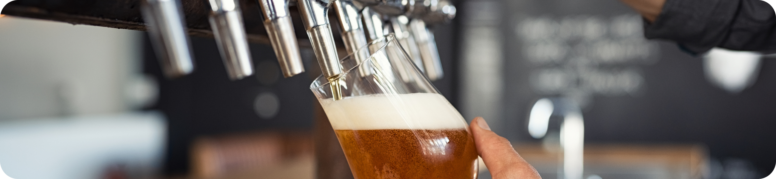 Beer being poured from taps